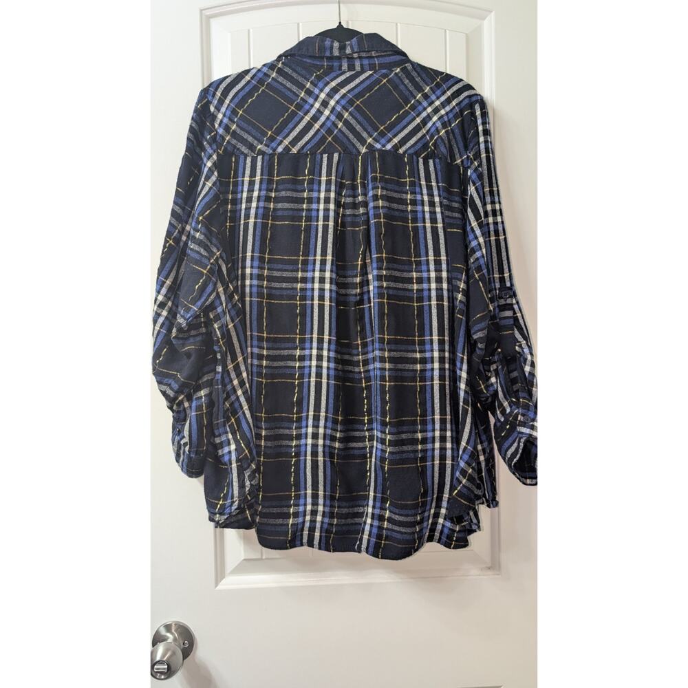 Lane Bryant Blue Plaid Collared Long Sleeve Button-Up Shirt Womens Plus 22/24 - Picture 4 of 4